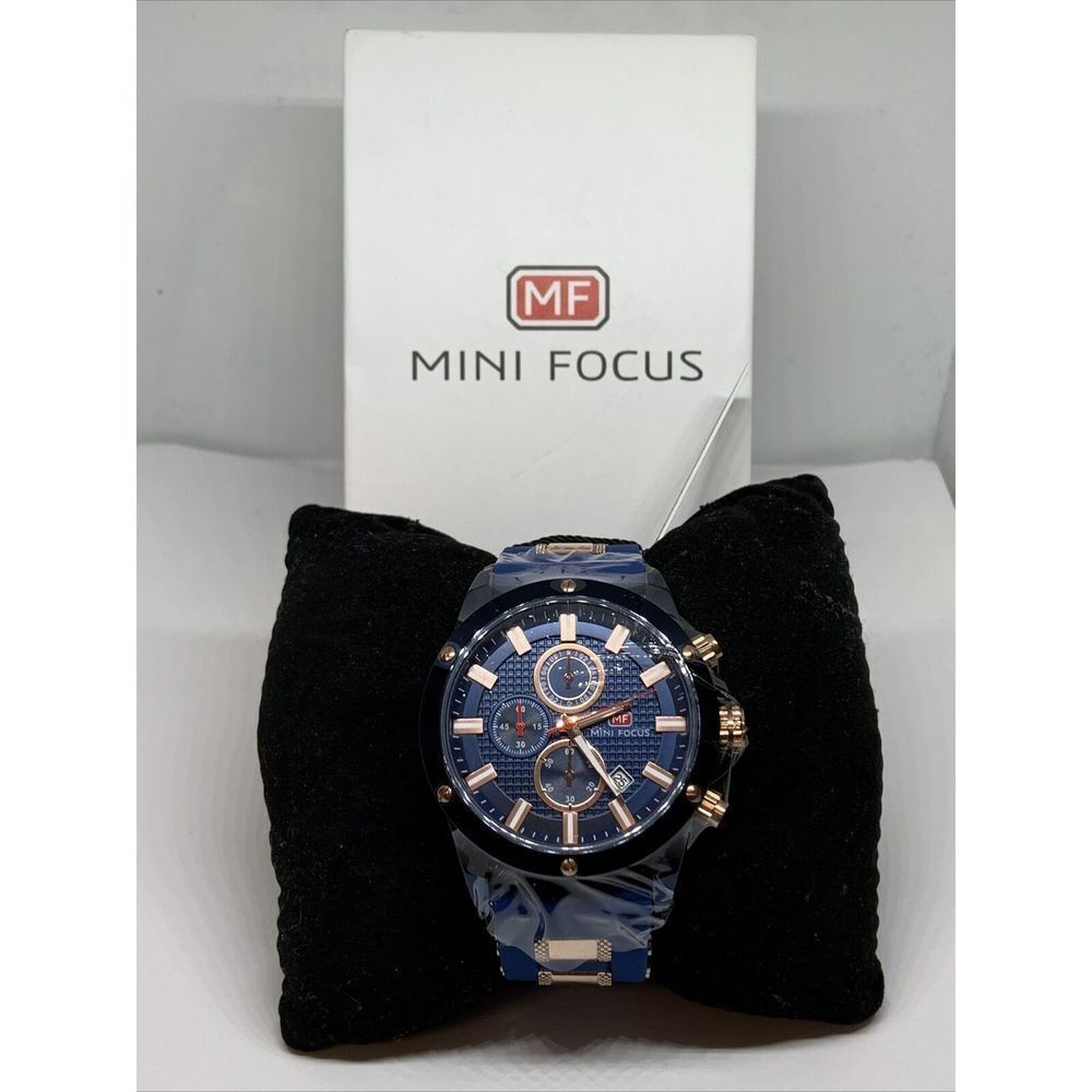 Mini Focus MF0089G Men's Blue Silicone Analog Dial Quartz Wrist Watch AEW117